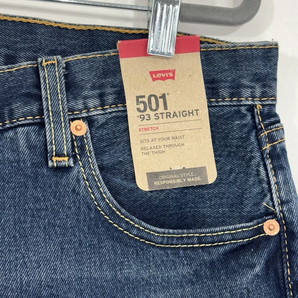 Levi's 501 '93 Jeans Mens 36x30 Blue Straight Fit Button Fly Dark Wash Denim NWT